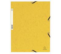 Exacompta - Ref 55309E - Elasticated 3-Flap Folders - Suitable for Holding A4 Documents, 355gsm Glossy Card, Label on Back for Identification - Yellow (Pack of 10)