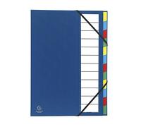 Exacompta - Ref 55342E - Harmonika Multipart File - 235 x 335mm in Size, Suitable for Storing A4 Documents, 225gsm Genuine Pressboard, Expanding Spine, 12 Sections - Blue