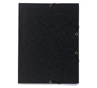Exacompta - Ref 55401E - Elasticated 3-Flap Folder - 240 x 320mm in Size, Suitable for Storing A4 Documents, 355gsm Mottled Pressboard - Black (Pack of 25)