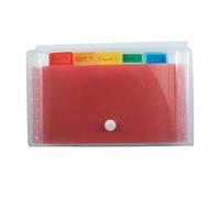Exacompta - Ref 55498E - Box of 5 pocket Crystal case sorters - PP cover and interior - expandable back - closure with push button - 6 compartments - size 18x11cm - crystal