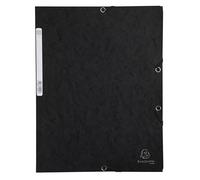 Exacompta - Ref 55501E - Europa Elasticated 3 Flap Folders (Pack of 25) - 24 x 32cm, Suitable for A4 Documents, 400gsm Genuine Premium Pressboard - Black