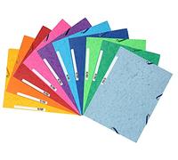 Exacompta - Ref 55510E - Elasticated 3-Flap Folders - Suitable for Holding A4 Documents, 400gsm Glossy Card, Spine Label for Identification - Assorted Colours (Pack of 10)