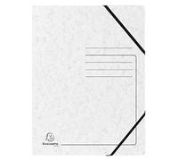 Exacompta - Ref 555406E - Elasticated Folder - 240 x 320mm in Size, Suitable for Holding A4 Documents, 355gsm Mottled Pressboard, Elasticated Straps - White (Pack of 5)