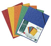 Exacompta - Ref 555410E - Elasticated Folder - 240 x 320mm in Size, Suitable for Holding A4 Documents, 355gsm Mottled Pressboard, Elasticated Straps - Assorted Colours (Pack of 5)