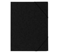 Exacompta - Ref 555411E - Elasticated Folder - 240 x 320mm in Size, Suitable for Holding A4 Documents, 355gsm Mottled Pressboard, Elasticated Straps - Black (Pack of 5)