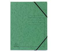Exacompta - Ref 555413E - Box of 25 Printed Elastic folders Without Flap - 355gsm Glossy Card Pockets - Size 24 x 32 cm for A4 documents - Colour Green
