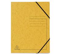 Exacompta - Ref 555419E - Elasticated Folder - 240 x 320mm in Size, Suitable for Holding A4 Documents, 355gsm Mottled Pressboard, Elasticated Straps - Yellow (Pack of 5)