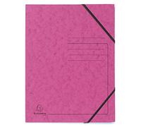 Exacompta - Ref 555420E - Box of 25 Printed Elastic folders Without Flap - 355gsm Glossy Card Pockets - Size 24 x 32 cm for A4 documents - Pink