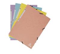 Exacompta - Ref 55560E - Pack of 5 Elastic folders - 3 Flap Pockets - in Glossy Card 400 g/m2 Aquarel - Size 24 x 32 cm for A4 documents - Assorted Colours
