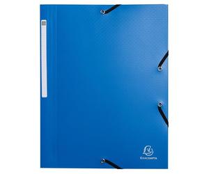 Exacompta - Ref 55702E - Carton of 50 Opak Elastic folders - 3 Flap Pockets - Made of Recycled Polypropylene - Size 24 x 32 cm for A4 documents - Light Blue