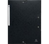 Exacompta - Ref. 55751E - 1 Scotten elastic folder - Maxi Capacity 3-flap pocket - in embossed glossy card - dimensions 24 x 32 cm for A4 format documents - black color