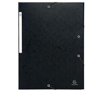 Exacompta - Ref 55751E - Scotten Elasticated 3-Flap Folders - Suitable for A4 Documents, 425gsm Embossed Mottled Pressboard, FSC-Certified - Black (Pack of 10)