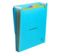 Exacompta - Ref. 55799E - Box of 5 Pop'N Co Vertical case folders - Cover and Inside in Recycled PP - 6 compartments - Delivered with 2 Sheets of Labels - Size 25.5x30.5cm - Cyan