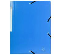 Exacompta - Ref 55802E - Opaque PP Elasticated 3-Flap Folders - Suitable for A4 Documents, 0.5mm Polypropylene, Spine Label, Suitable for Confidentiality - Light Blue