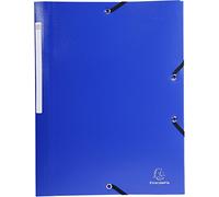 Exacompta - Ref 55812E - Opaque PP Elasticated 3-Flap Folders - Suitable for A4 Documents, 0.5mm Polypropylene, Spine Label, Suitable for Confidentiality - Dark Blue