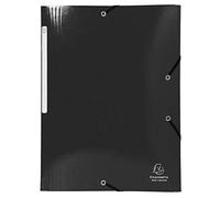 Exacompta - Ref. 55821E - Box of 25 Iderama elastic folders - Maxi Capacity 3 flap pockets - in laminated glossy card 425 g/m2 - size 24 x 32 cm for A4 format - black color
