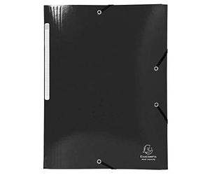 Exacompta - Ref. 55821E - Box of 25 Iderama elastic folders - Maxi Capacity 3 flap pockets - in laminated glossy card 425 g/m2 - size 24 x 32 cm for A4 format - black color