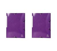 Exacompta - Ref 55826E - Iderama Collection - Elasticated 3-Flap Folder - Suitable for A4 Documents, 425gsm Glossy Coated Pressboard, FSC-Certified - Purple (Pack of 2)