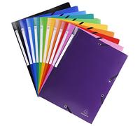Exacompta - Ref 55840E - Opaque PP Elasticated 3-Flap Folders - Suitable for A4 Documents, 0.5mm Polypropylene, Spine Label, Suitable for Confidentiality - Assorted Colours (Pack of 10)