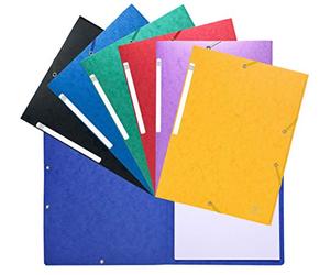 Exacompta - Ref 5590E - Scotten Elasticated Folders without Flap - A4 (21 x 29.7cm) in Size, 600gsm Glossy Card, No Internal Flaps, Spine Labels - Assorted Colours (20 Pack) ()