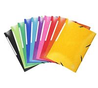 Exacompta - Ref 55929E - Iderama Collection - Elasticated 3-Flap Folder - Suitable for A4 Documents, 600gsm Glossy Coated Pressboard, FSC-Certified - Assorted colours (Pack of 25)