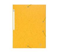 Exacompta - Ref 55959E - Scotten Elasticated 3-Flap Folders - Suitable for A4 Documents, 600gsm Embossed Mottled Pressboard, FSC-Certified - Yellow (Pack of 25)
