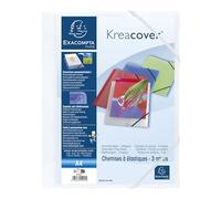 Exacompta - Ref 55992E - Kreacover Collection - PP 3-Flap Elasticated Folder - 240 x 320mm in Size, Suitable for A4 Documents, Opaque Polypropylene - White