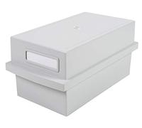 Exacompta - Ref 56140D - Record Card Holder with Lid - 240 x 133 x 112mm in Size, A7 Horizontal Format, Front Label for Identification, Holds Approx. 600 Sheets - Light Grey