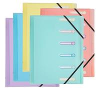 Exacompta - Ref 56170E - Box of 10 Chromaline Pastel File Folders - 3 Flaps - with Elastic Bands and Cut-Out Windows - PP Cover and Interior - 6 compartments - Size 25x32cm - for A4 - Assorted