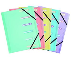 Exacompta - Ref 56170E - Chromaline Pastel Collection - PP Multipart Files - 250 x 320mm in Size, Suitable for A4 Documents, 6 Compartments, Holds up to 180 Sheets