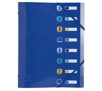 Exacompta - Ref. 56212E - 1 Bee Blue folder - with elastic bands and cut-out windows - cover and interior in recycled PP - 8 compartments - for A4 - size 25 x 32 cm - navy blue colour