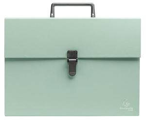 Exacompta - Ref 56333E - 1 case File with Autentik Handle - Reinforced Multi-Coloured Gussets - Clip Button Closure - 18 compartments - Size 32x24cm - Green