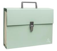 Exacompta - Ref. 56333E - Box of 4 case sorters with Autentik Handle - Reinforced Multi-Coloured Gussets - Clip Button Closure - 18 compartments - Size 32x24cm - Green