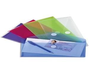Exacompta - Ref 56510E - PP Pocket Enveloe - 250 x 135mm in Size, Hook & Loop Closure, Suitable for Storing Folded A4 Documents & Items - Assorted Colours (Pack of 5)