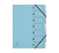Exacompta - Ref 56562E - 1 Harmonika Aquarel File - with Elastic Bands and Printed Windows - extendable Back - Glossy Card Cover - 7 compartments -dim 24.5x32cm - Pastel Blue
