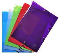 Exacompta - Ref 56701E - Translucent Polypropylene 3-Flap Elastic Folder - Crystal - Suitable for A4 Documents, 0.5mm Polypropylene - Assorted Vibrant Colours (Pack of 5)