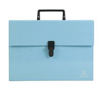 Exacompta - Ref. 56762E - 1 suitcase organizer with Aquarel handle - multi-coloured reinforced gussets - clip button closure - 18 compartments - size 32x24 cm - for A4 - pastel blue colour