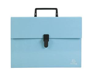Exacompta - Ref. 56762E - 1 suitcase organizer with Aquarel handle - multi-coloured reinforced gussets - clip button closure - 18 compartments - size 32x24 cm - for A4 - pastel blue colour