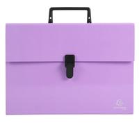 Exacompta - Ref 56765E - Box of 4 case File with Aquarel Handle - Reinforced Multi-Coloured Gussets - Clip Button Closure - 18 compartments - Size 32x24cm - for A4 - Purple Colour