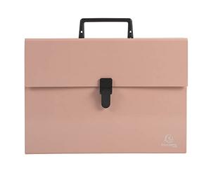 Exacompta - Ref. 56767E - 1 suitcase organizer with Aquarel handle - multi-coloured reinforced gussets - clip button closure - 18 compartments - size 32x24 cm - for A4 - coral colour
