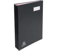 Exacompta - Ref 57021E - Signature Book - 240 x 350mm in Size, Suitable for Holding A4 Documents, 20 Compartments, Expandable Spine, 300gsm Pink Card Interior - Black