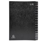 Exacompta - Ref 57032E - Box of 6 Ordonator File Boxes - Hard Cover - Recycled Card Interior - Digital Laminated tabs from 1 to 31-32 compartments - Size 25x33cm - for A4 - Black
