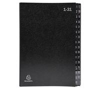 Exacompta - Ref 57032E - Multipart File - 250 x 330mm in Size, Suitable for A4 Documents, 270gsm Recycled Card, Expanding Spine, 32 Sections (Labelled 1-31) - Black