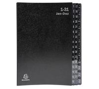 Exacompta - Ref 57044E - Box of 4 Ordonator File Boxes - Hard Cover - Recycled Card Interior - alphanumeric Laminated tabs from 1 to 31 and from A to Z - 32 compartments - 24x34 cm - Black