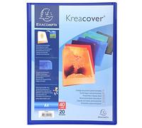 Exacompta - Ref 5720E - Kreacover Collection - Semi-Rigid Opaque PP Display Book - 240 x 320mm in Size, Suitable for A4 Documents, 20 Pockets - Assorted Colours
