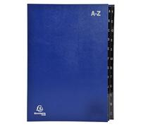 Exacompta - Ref 57222E - Box of 8 Ordonator File Boxes - Hard Cover - Recycled Card Inside - Alphabetical Laminated tabs from A to Z - 24 compartments - Size 24 x 34 cm - Blue Colour