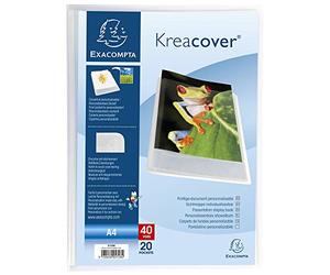 Exacompta - Ref 5728E - Kreacover Collection - Semi-Rigid Opaque PP Display Book - 240 x 320mm in Size, Suitable for A4 Documents, 20 Pockets - Clear (Single)