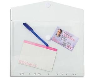 Exacompta - Ref 57381E - PP Envelope Punched Pocket - Suitable for A4 Documents, Hook & Loop Closure, 0.2mm Translucent Polypropylene - Clear (Pack of 5)