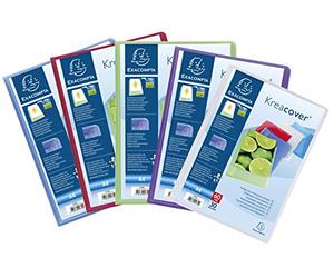 Exacompta - Ref 5739E - Kreacover Collection - Semi-Rigid Opaque PP Display Book - 240 x 320mm in Size, Suitable for A4 Documents, 30 Pockets - Assorted Colours (Pack of 12)