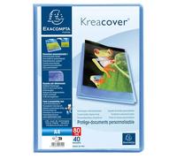 Exacompta - Ref 5742E - Box of 10 Kreacover Chromaline Document Sleeves - 40 Smooth Crystal Pockets - 80 Views - for A4 - Size 24 x 32 cm - semi-Rigid Polypropylene Cover - Blue